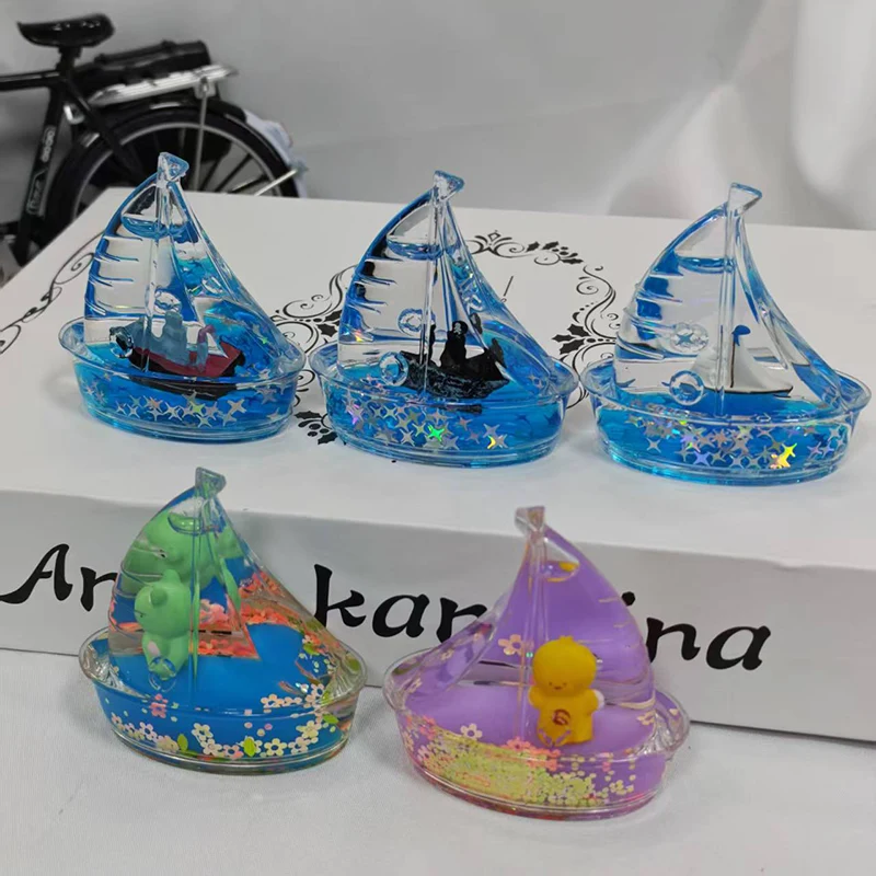 Mini Sailboat Liquid Desk Decoration