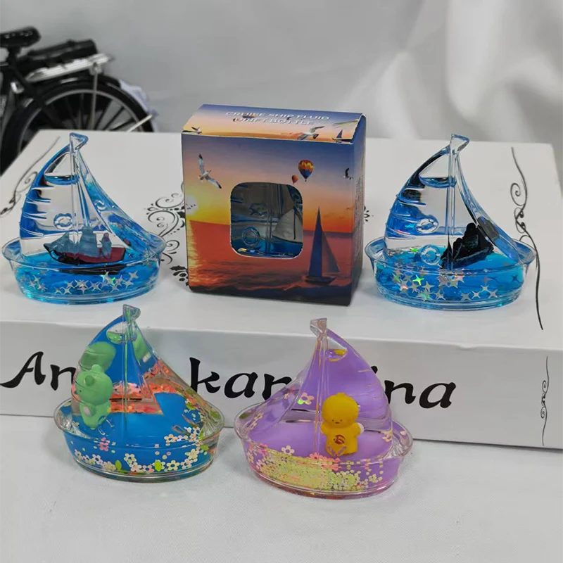 Mini Sailboat Liquid Desk Decoration