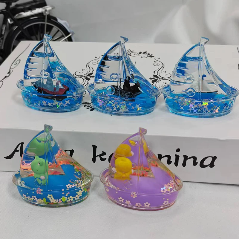 Mini Sailboat Liquid Desk Decoration