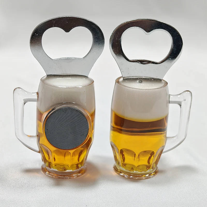 Imán creativo para refrigerador, abridor de jarras de cerveza simulada